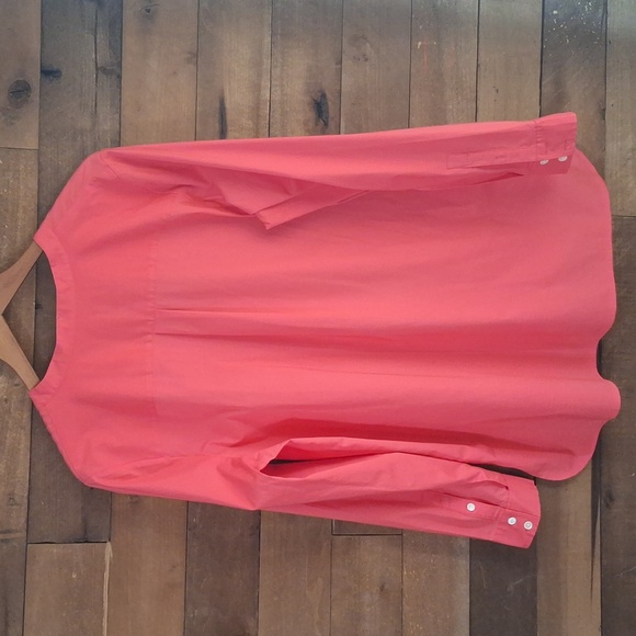 J. Jill Coral Pink Relaxed Tunic Blouse with Mandarin Collar SZ Large - Picture 7 of 7